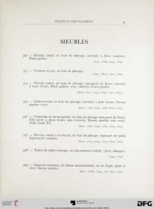 Meubles (Nr. 312-336)