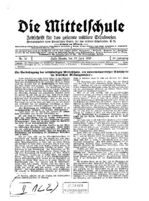 Die Verdrängung der selbständigen Mittelschule, ein unverantwortlicher Rückschritt im deutschen Bildungswesen