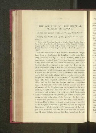 The Collapse of "The Imperial Federation League".