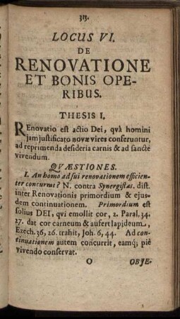 Locus VI. De Renovatione Et Bonis Operibus.