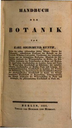 Handbuch der Botanik
