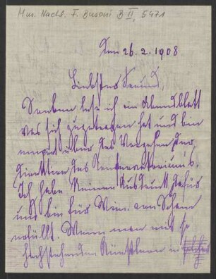 Brief an Ferruccio Busoni : 26.02.1908