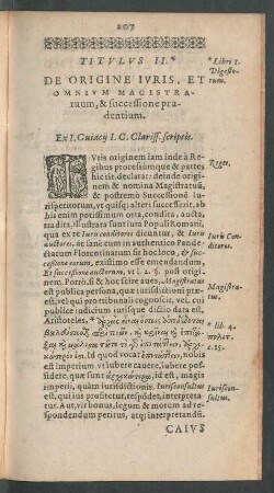 Titulus II. De Origine Iuris, Et Omnium Magistratuum, & succesione prudentium.
