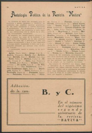 Antología Poética de la Revista "Nativa"