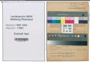 Entnazifizierung Karl Eickhoff , geb. 23.10.1899 (Arbeiter)