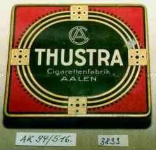 Blechdose für 20 Stück Zigaretten "CA THUSTRA Cigarettenfabrik AALEN"