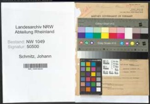 Entnazifizierung Johann Schmitz , geb. 03.03.1891 (Gerichtsvollzieher)