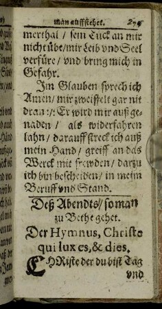 Deß Abendts/ so man zu Bethe gehet.