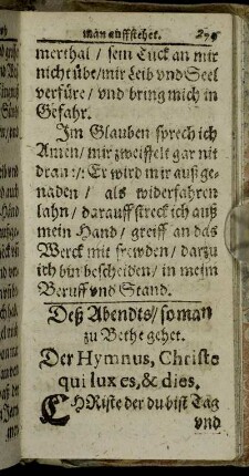 Deß Abendts/ so man zu Bethe gehet.