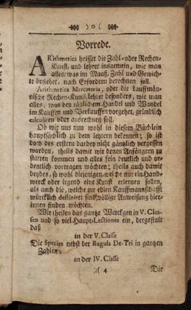 Vorrede. - An seine geliebten Rechen-Schüler.