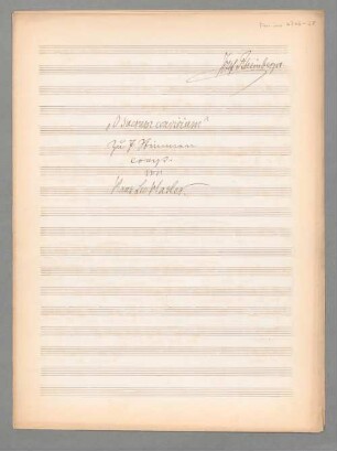 O sacrum convivium, Coro, A-Dur - BSB Mus.ms. 4746-28 : [title page:] "O sacrum convivium" // zu 7 Stimmen // comp. // von // Hans Leo Hasler