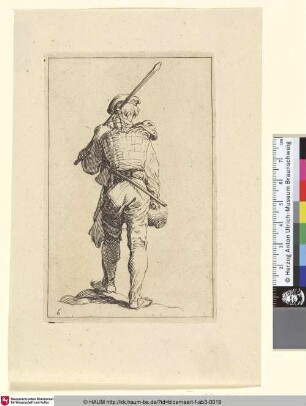 [A walking young Peasant; Junger Bauer mit Korb, Rückenfigur]
