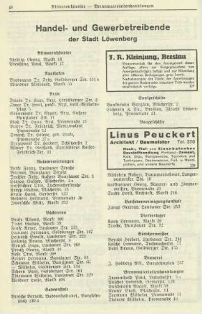 Handel- und Gewerbetreibende der Stadt Löwenberg