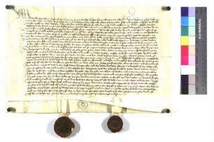 Bestandsbrief des Abts Bartholomäus und Konvents zu Herrenalb für Klaus Kynnd und Junster Klaus zu Ötigheim über den herrenalbischen Mittelhof daselbst auf 25 Jahre.