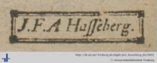 [Provenienz]: Hasseberg, Johann Friedrich August