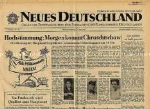 Tageszeitung "Neues Deutschland" zum bevorstehenden Staatsbesuch von N.S. Chruschtschow in der DDR