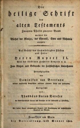 Die heilige Schrift des alten Testaments, 2,2. Die Bücher der Könige, der Chronik, Esra und Nehemia
