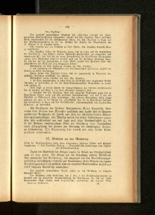 VI. Petition an den Reichstag.