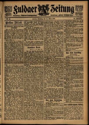 Erste Ausgabe vom Dienstag, den 14. März 1905.