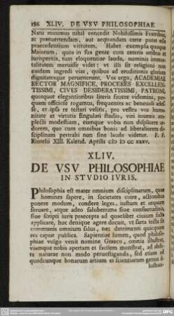 XLIV. De usu philosophiae in studio iuris
