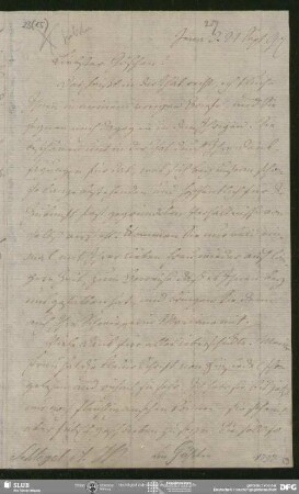 Eigenh. Brief von August Wilhelm von Schlegel an Georg Joachim Göschen, Jena, 21.09.1797
