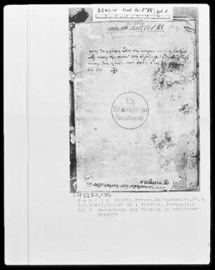 Rituale Benedictinum — Vorsatzblatt mit Bemerkung, Folio 1recto