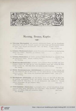 Messing, Bronze, Kupfer (Nr. 252-279)