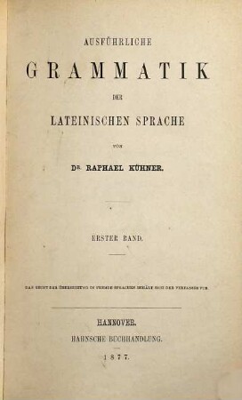 Ausführliche Grammatik der lateinischen Sprache, 1