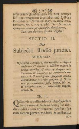 Sectio II. De Subjecto studio juridici