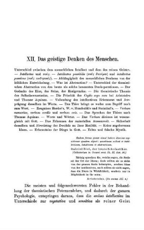 XII. Das geistige Denken des Menschen.