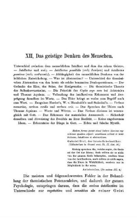 XII. Das geistige Denken des Menschen.
