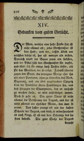 XIV. Gedanken vom guten Gerücht
