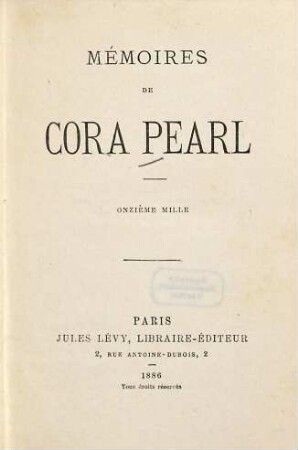 Mémoires de Cora Pearl : [Cora Pearl]