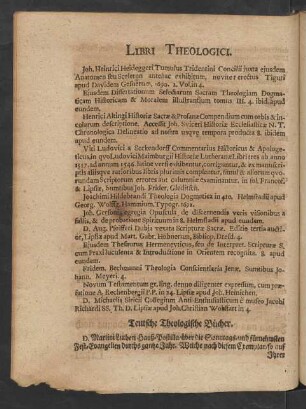 Teutsche Theologische Bücher.
