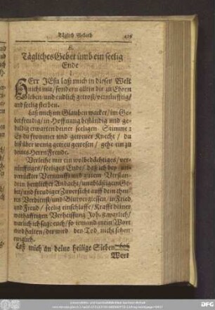E. Tägliches Gebet ümb ein seelig Ende