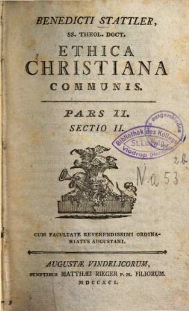 Ethica Christiana Communis, Pars II. Sectio II