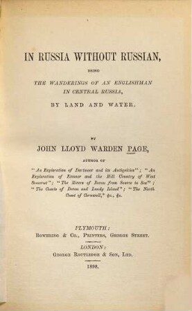 In Russia without Russian : Being the wanderings of an Englishman in Central Russia, by land and water