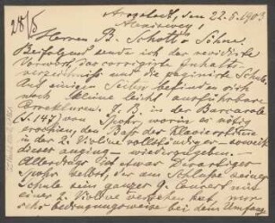 Brief an B. Schott's Söhne : 22.05.1903