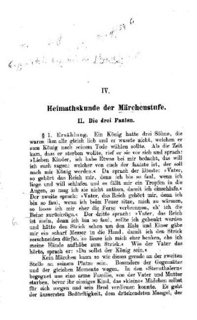 Heimathskunde der Märchenstufe: II. Die drei Faulen