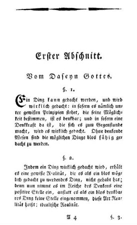 Erster Abschnitt. Vom Daseyn Gottes.