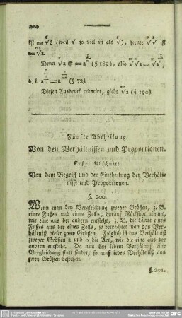 Fünfte Abtheilung. Von den Verhältnissen und Proportionen