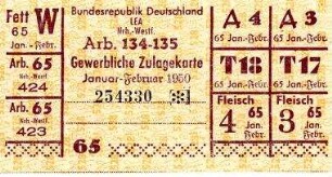 Lebensmittelkarte. Gewerbliche Zulagekarte
