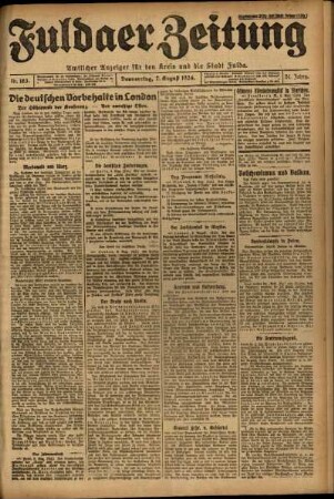 Erste Ausgabe vom Donnerstag, den 07. August 1924.