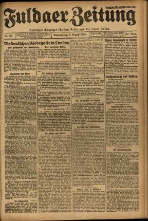 Erste Ausgabe vom Donnerstag, den 07. August 1924.