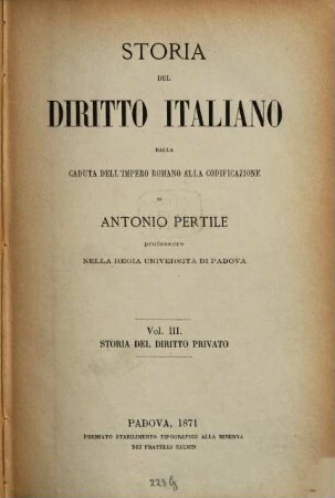 Storia di diritto italiano dalla caduta dell'impero romano alla codificazione. 3, Storia del diritto privato