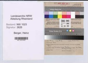 Entnazifizierung Heinz Berger , geb. 13.06.1906 (Chemiker)