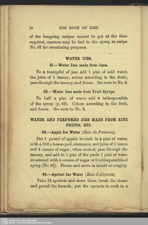 Water and perfumed ices made from ripe fruits, etc.