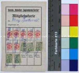 Mitgliedskarte des Vereins "Arbeiter-Jugendheim Berlin" für den Tischler Max Buchwald