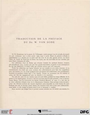Traduction de la préface du Dr. W. von Bode