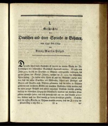 I. Geschichte der Deutschen und ihrer Sprache in Böhmen,